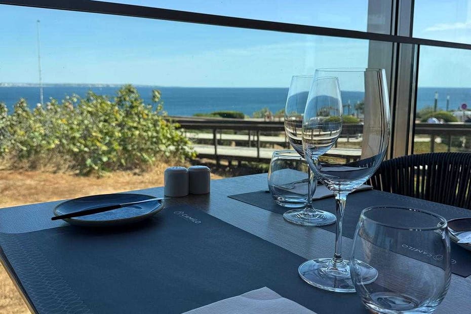 O Camilo restaurant in Lagos Portugal with sea view above Praia do Camilo