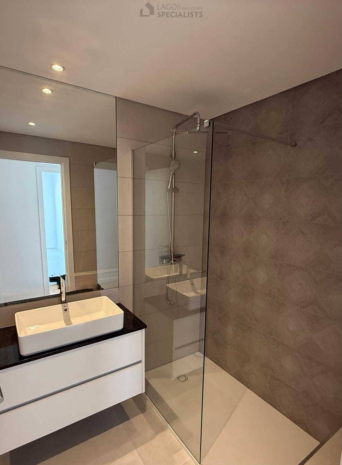 Modern bathroom with walk-in shower