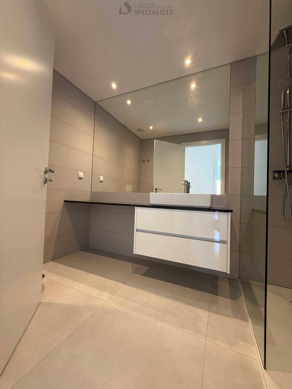 Modern bathroom with walk-in shower
