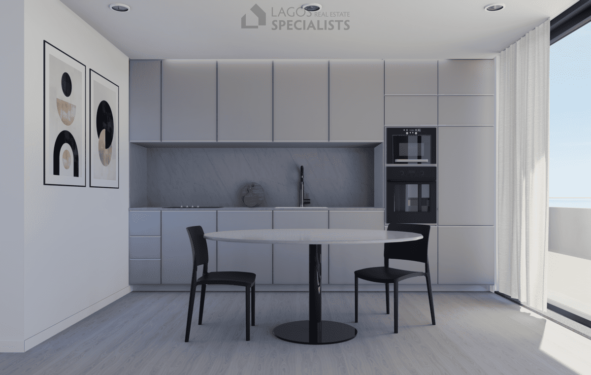 modern fitted Bosch kitchen in new build 1-bedroom apartment Lagos