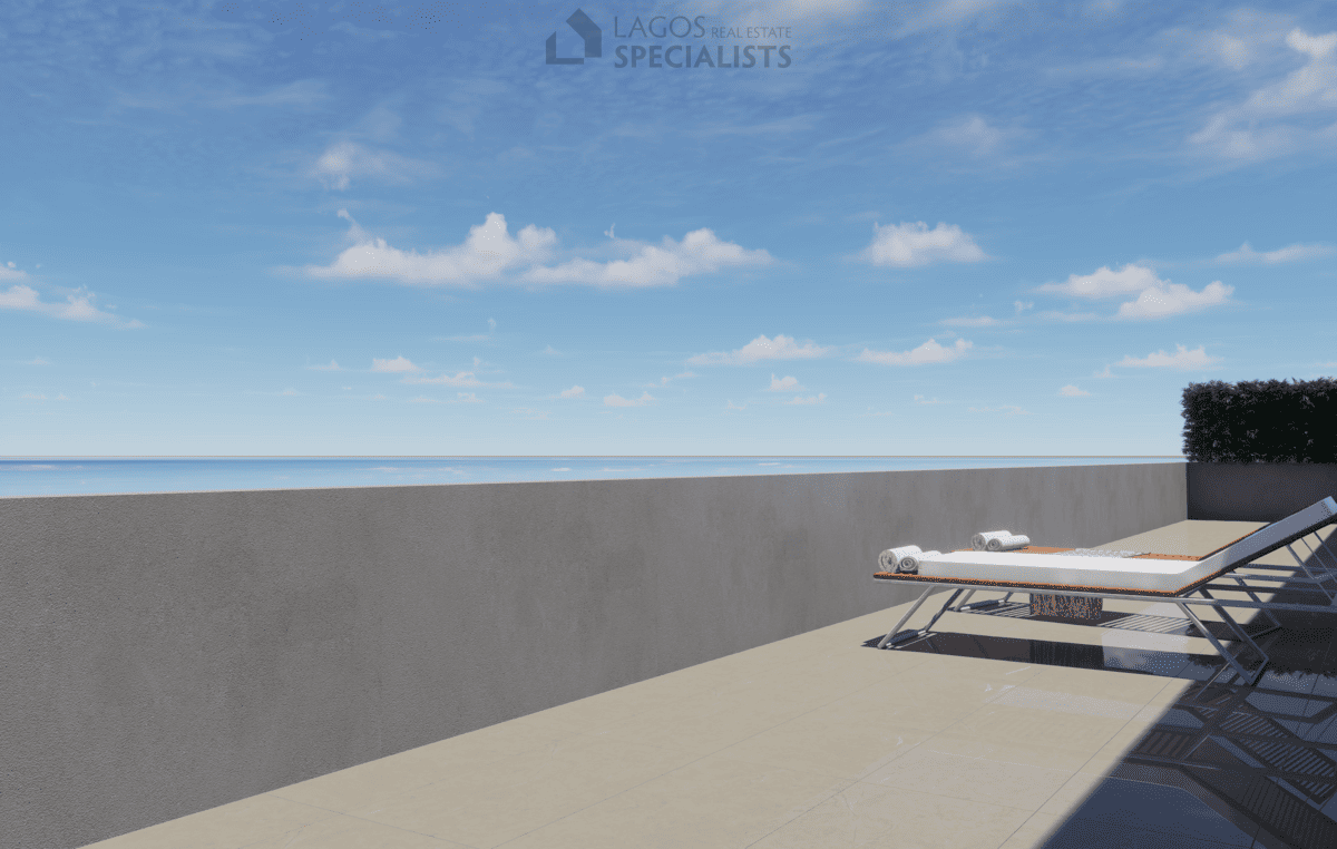private terrace with space for sun loungers in new build 2-bedroom apartment Lagos